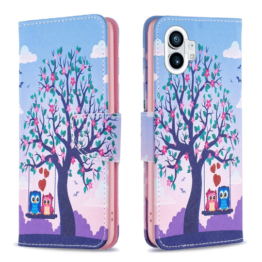 For Nothing Phone 1 Colored Drawing Leather Phone Case(Owl)