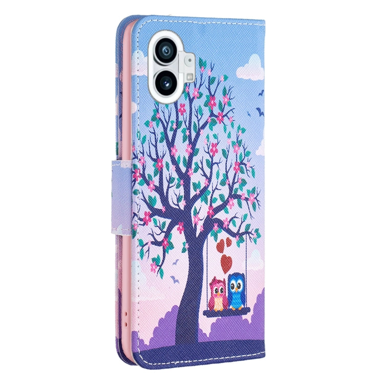 For Nothing Phone 1 Colored Drawing Leather Phone Case(Owl) by buy2fix