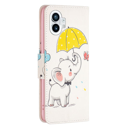 For Nothing Phone 1 Colored Drawing Leather Phone Case(Umbrella Elephant) by buy2fix