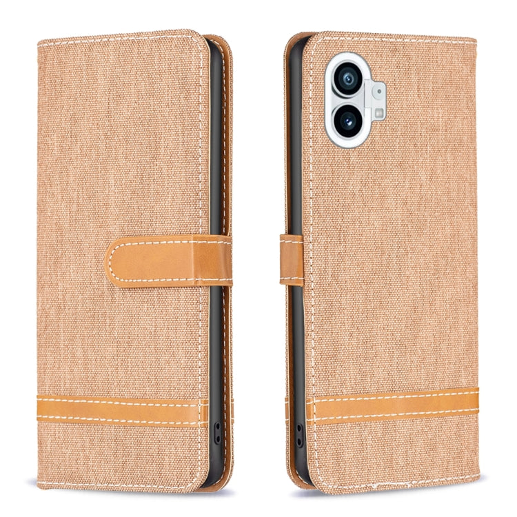 For Nothing Phone 1 Color Matching Denim Texture Leather Phone Case(Brown) by buy2fix