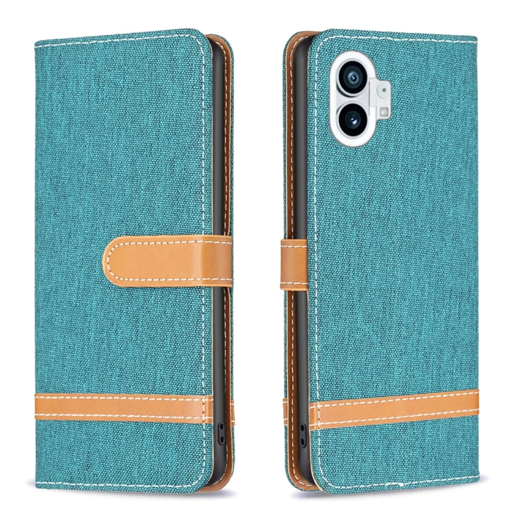 For Nothing Phone 1 Color Matching Denim Texture Leather Phone Case(Green) by buy2fix