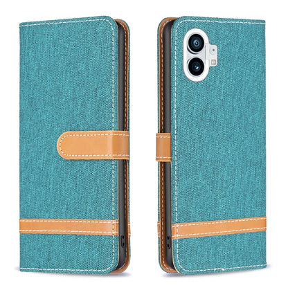 For Nothing Phone 1 Color Matching Denim Texture Leather Phone Case(Green) by buy2fix
