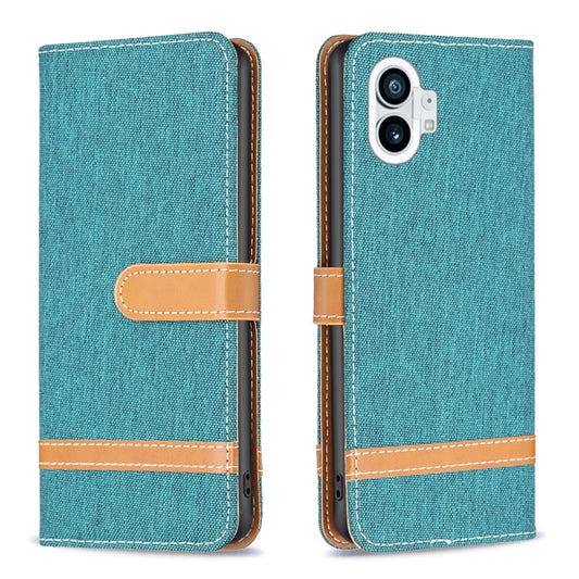 For Nothing Phone 1 Color Matching Denim Texture Leather Phone Case(Green) by buy2fix