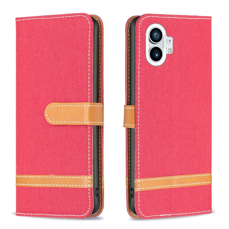For Nothing Phone 1 Color Matching Denim Texture Leather Phone Case(Red) by buy2fix