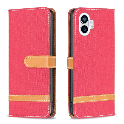 For Nothing Phone 1 Color Matching Denim Texture Leather Phone Case(Red) by buy2fix