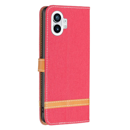 For Nothing Phone 1 Color Matching Denim Texture Leather Phone Case(Red) by buy2fix