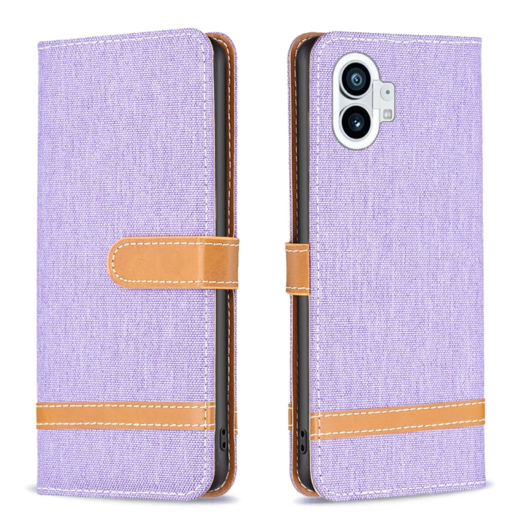 For Nothing Phone 1 Color Matching Denim Texture Leather Phone Case(Purple) by buy2fix