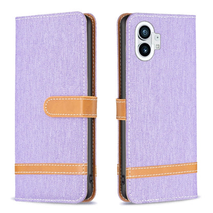 For Nothing Phone 1 Color Matching Denim Texture Leather Phone Case(Purple) by buy2fix