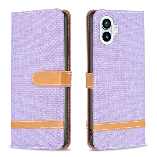 For Nothing Phone 1 Color Matching Denim Texture Leather Phone Case(Purple) by buy2fix