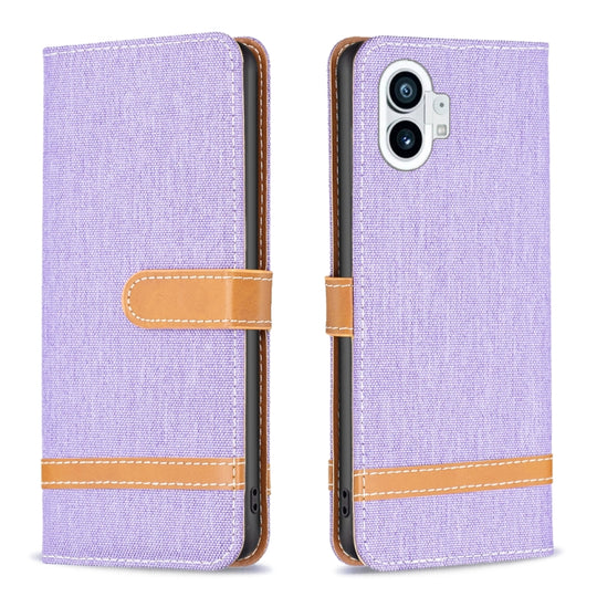 For Nothing Phone 1 Color Matching Denim Texture Leather Phone Case(Purple)