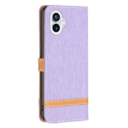 For Nothing Phone 1 Color Matching Denim Texture Leather Phone Case(Purple) by buy2fix