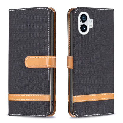 For Nothing Phone 1 Color Matching Denim Texture Leather Phone Case(Black) by buy2fix