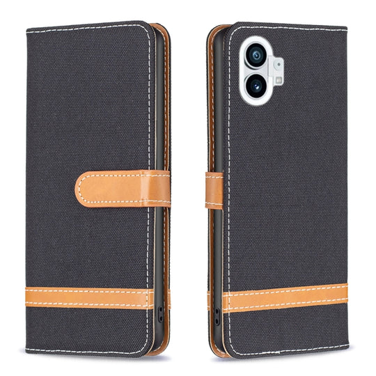 For Nothing Phone 1 Color Matching Denim Texture Leather Phone Case(Black)