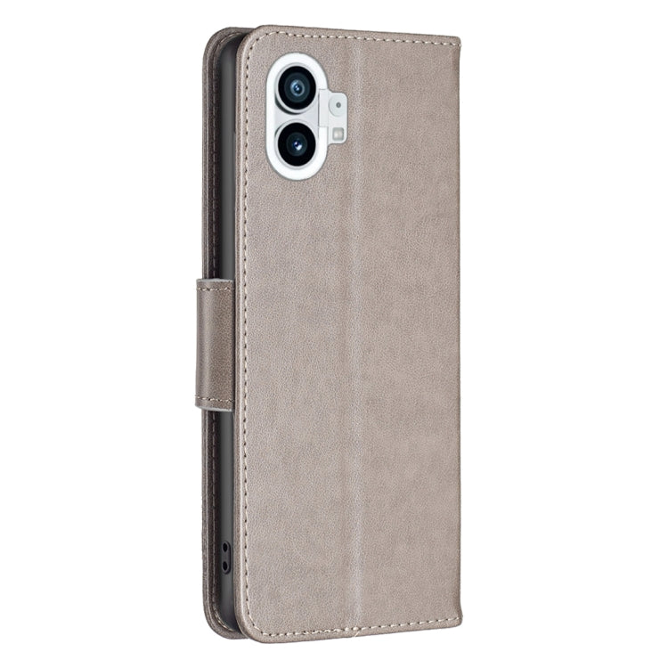 For Nothing Phone 1 Two Butterflies Embossing Leather Phone Case(Grey) by buy2fix
