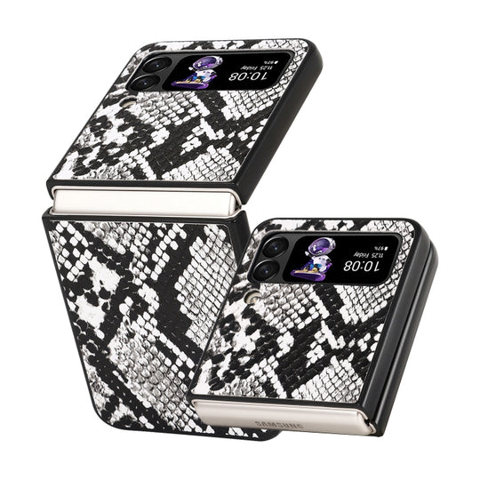 For Samsung Galaxy Z Flip4 Leather Shockproof Protective Phone Case(Snake Texture)