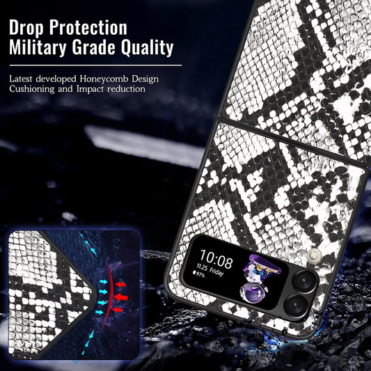 For Samsung Galaxy Z Flip4 Leather Shockproof Protective Phone Case(Snake Texture) - Galaxy Z Flip4 5G Cases by buy2fix | Online Shopping UK | buy2fix