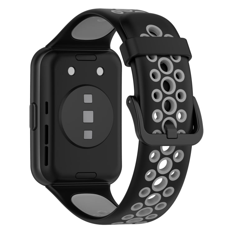 For Huawei Watch Fit 2 Two-Color Breathable Silicone Watch Band(Black+Grey) by buy2fix