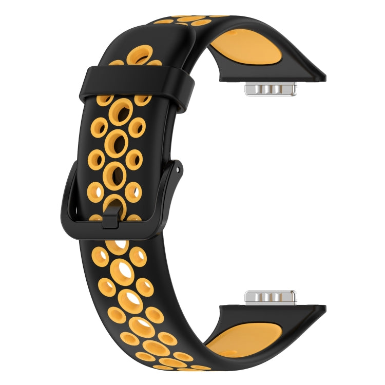 For Huawei Watch Fit 2 Two-Color Breathable Silicone Watch Band(Black+Yellow) by buy2fix