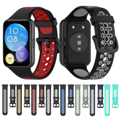 For Huawei Watch Fit 2 Two-Color Breathable Silicone Watch Band(Black+White) by buy2fix