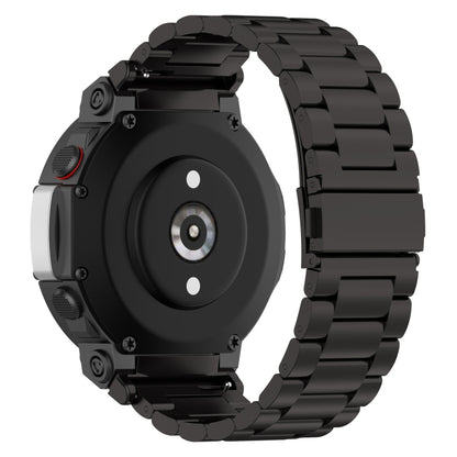 For Huami Amazfit T-Rex 2 Three Strains Steel Watch Band(Black) - Watch Bands by buy2fix | Online Shopping UK | buy2fix