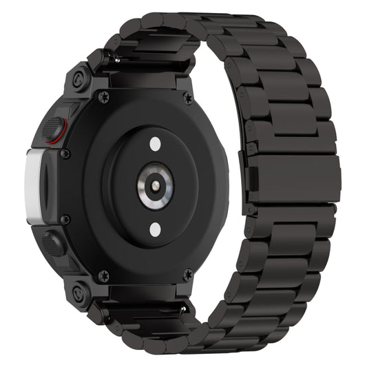 For Huami Amazfit T-Rex 2 Three Strains Steel Watch Band(Black) - Watch Bands by buy2fix | Online Shopping UK | buy2fix