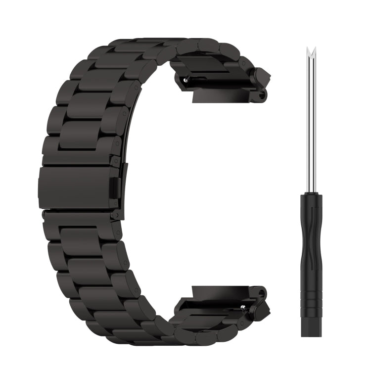 For Huami Amazfit T-Rex 2 Three Strains Steel Watch Band(Black) - Watch Bands by buy2fix | Online Shopping UK | buy2fix