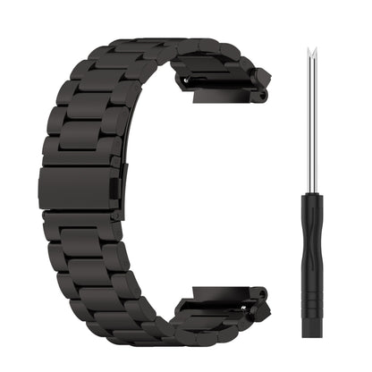 For Huami Amazfit T-Rex 2 Three Strains Steel Watch Band(Black) - Watch Bands by buy2fix | Online Shopping UK | buy2fix