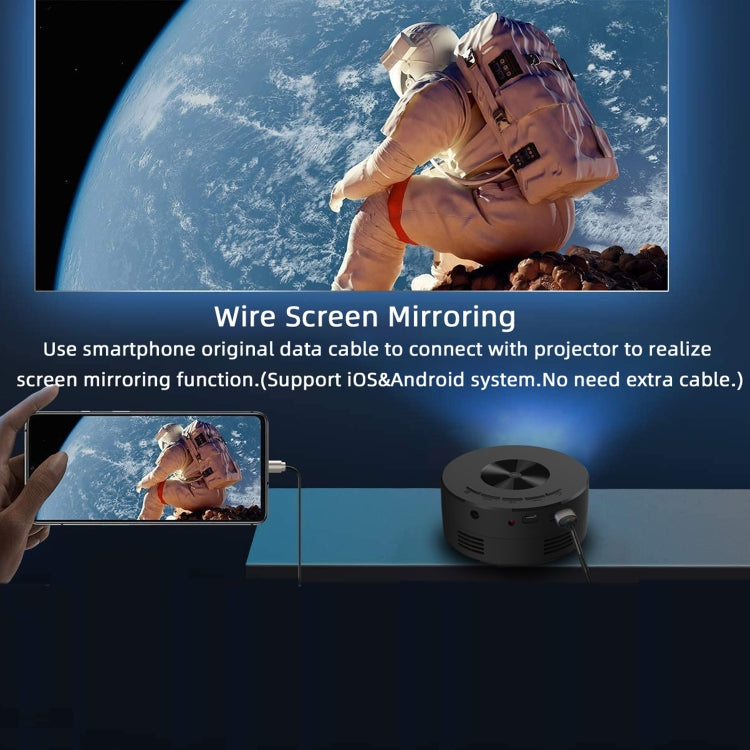 T200 1500LM 1920x1080P LED Mini Projector, EU Plug(Black) - Mini Projector by buy2fix | Online Shopping UK | buy2fix