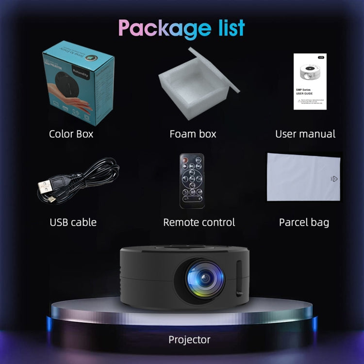 T200 1500LM 1920x1080P LED Mini Projector, AU Plug(Black) - Mini Projector by buy2fix | Online Shopping UK | buy2fix