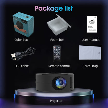 T200 1500LM 1920x1080P LED Mini Projector, AU Plug(Black) - Mini Projector by buy2fix | Online Shopping UK | buy2fix