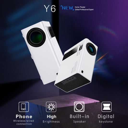 Y6 190ANSI 1024x600P LED Projector Support Screen Mirroring, EU Plug(White) - LED Projector by buy2fix | Online Shopping UK | buy2fix
