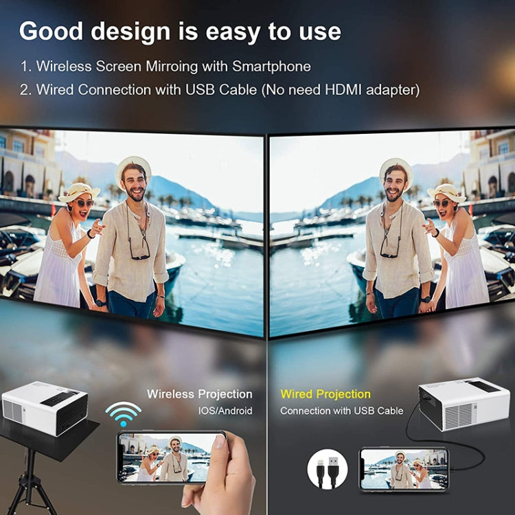 Y6 190ANSI 1024x600P LED Projector Support Screen Mirroring, EU Plug(White) - LED Projector by buy2fix | Online Shopping UK | buy2fix