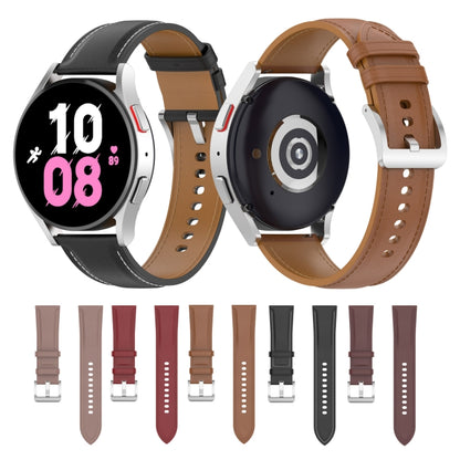 For Samsung Galaxy Watch 5 40mm Premium Leather Watch Band(Dark Pink) - Watch Bands by buy2fix | Online Shopping UK | buy2fix