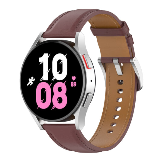 For Samsung Galaxy Watch 5 44mm Premium Leather Watch Band(Dark Brown) - Watch Bands by buy2fix | Online Shopping UK | buy2fix