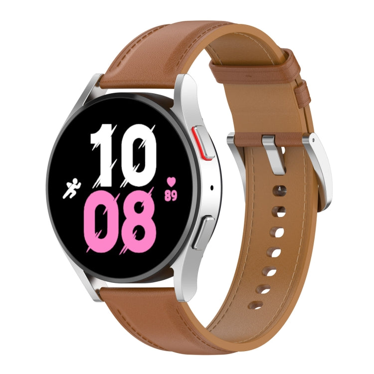 For Samsung Galaxy Watch 5 Pro 45mm Premium Leather Watch Band(Bight Brown) by buy2fix