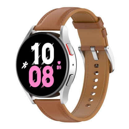 For Samsung Galaxy Watch 5 Pro 45mm Premium Leather Watch Band(Bight Brown) by buy2fix