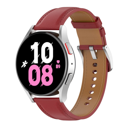 For Samsung Galaxy Watch 5 Pro 45mm Premium Leather Watch Band(Red) - Watch Bands by buy2fix | Online Shopping UK | buy2fix