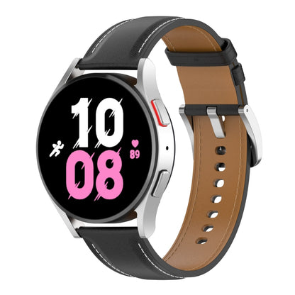 For Samsung Galaxy Watch 5 Pro 45mm Premium Leather Watch Band(Black) - Watch Bands by buy2fix | Online Shopping UK | buy2fix