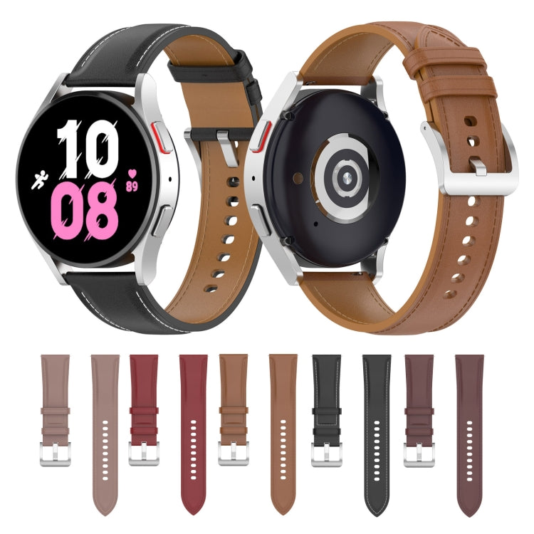 For Samsung Galaxy Watch 5 Pro 45mm Premium Leather Watch Band(Bight Brown) by buy2fix
