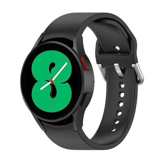 For Samsung Galaxy Watch 5 44mm Official Silicone Silver Round Buckle Watch Band(Black) - Watch Bands by buy2fix | Online Shopping UK | buy2fix