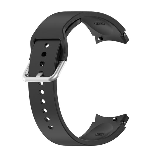 For Samsung Galaxy Watch 5 44mm Official Silicone Silver Round Buckle Watch Band(Black) - Watch Bands by buy2fix | Online Shopping UK | buy2fix