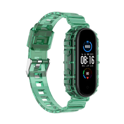 For Xiaomi Mi Band 5/6/7 Universal TPU Integrated Watch Band(Transparent Green) - Watch Bands by buy2fix | Online Shopping UK | buy2fix