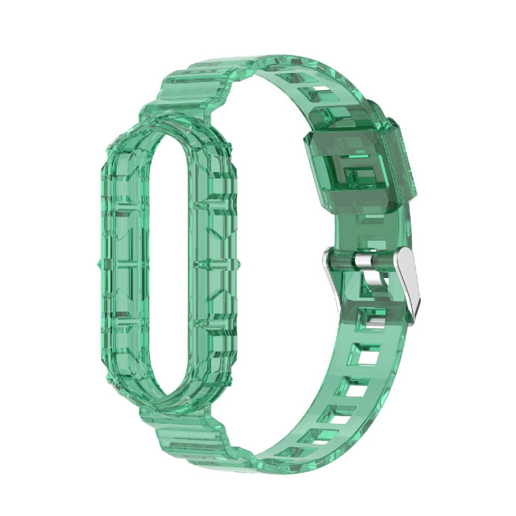 For Xiaomi Mi Band 5/6/7 Universal TPU Integrated Watch Band(Transparent Green) - Watch Bands by buy2fix | Online Shopping UK | buy2fix