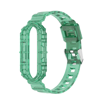 For Xiaomi Mi Band 5/6/7 Universal TPU Integrated Watch Band(Transparent Green) - Watch Bands by buy2fix | Online Shopping UK | buy2fix
