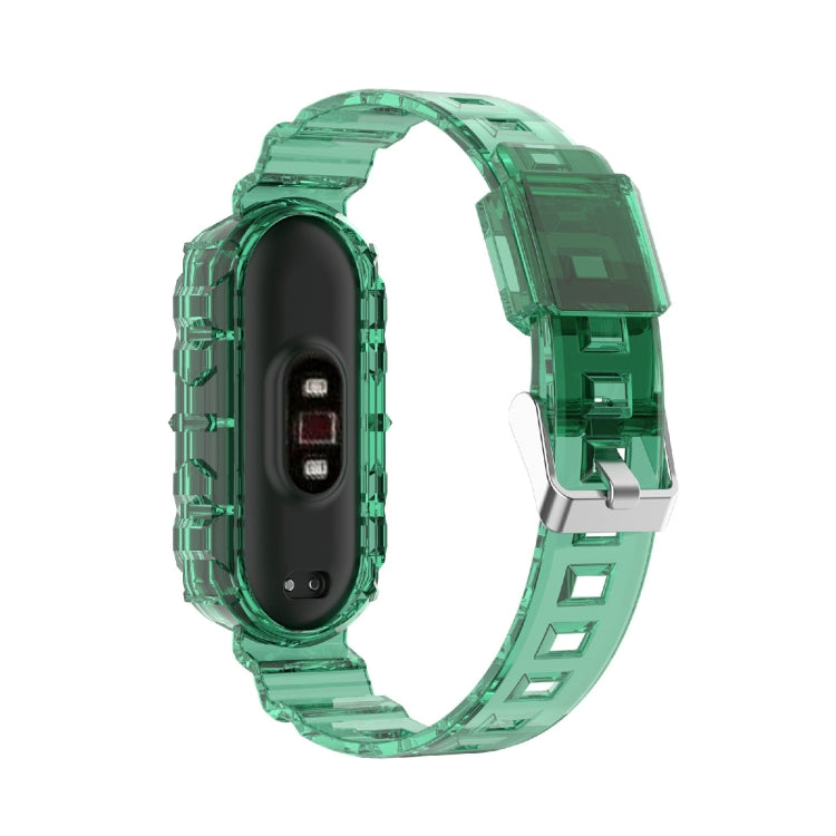 For Xiaomi Mi Band 5/6/7 Universal TPU Integrated Watch Band(Transparent Green) - Watch Bands by buy2fix | Online Shopping UK | buy2fix
