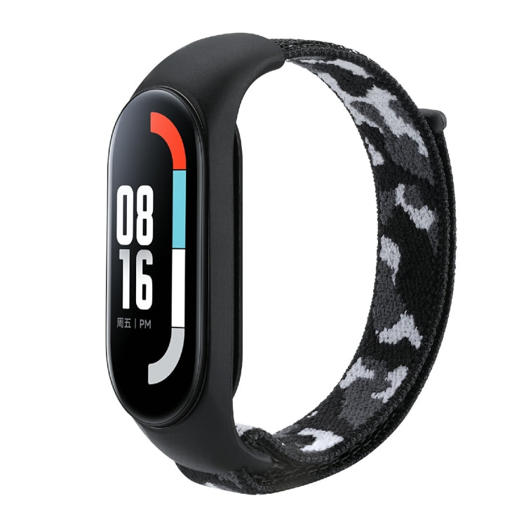For Xiaomi Mi Band 5/6/7 Nylon Loop Integrated Camo Woven Strap(Black Camouflage) - Watch Bands by buy2fix | Online Shopping UK | buy2fix