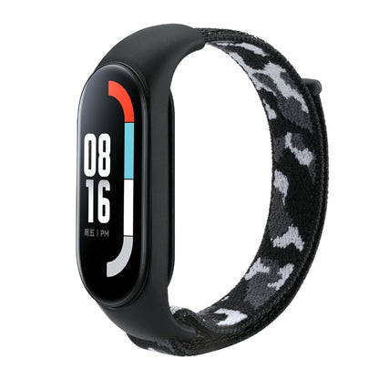 For Xiaomi Mi Band 5/6/7 Nylon Loop Integrated Camo Woven Strap(Black Camouflage) - Watch Bands by buy2fix | Online Shopping UK | buy2fix