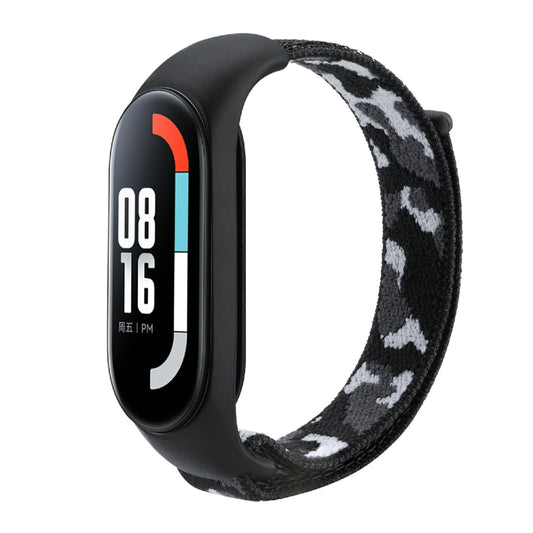 For Xiaomi Mi Band 5/6/7 Nylon Loop Integrated Camo Woven Strap(Black Camouflage) - Watch Bands by buy2fix | Online Shopping UK | buy2fix