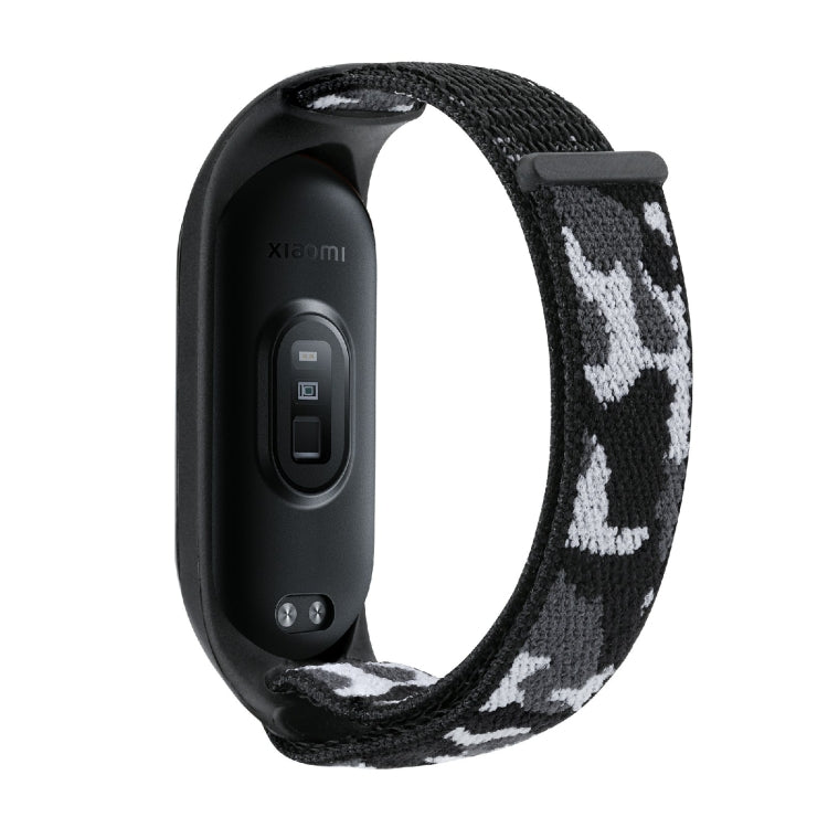 For Xiaomi Mi Band 5/6/7 Nylon Loop Integrated Camo Woven Strap(Black Camouflage) - Watch Bands by buy2fix | Online Shopping UK | buy2fix
