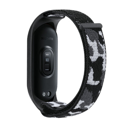 For Xiaomi Mi Band 5/6/7 Nylon Loop Integrated Camo Woven Strap(Black Camouflage) - Watch Bands by buy2fix | Online Shopping UK | buy2fix